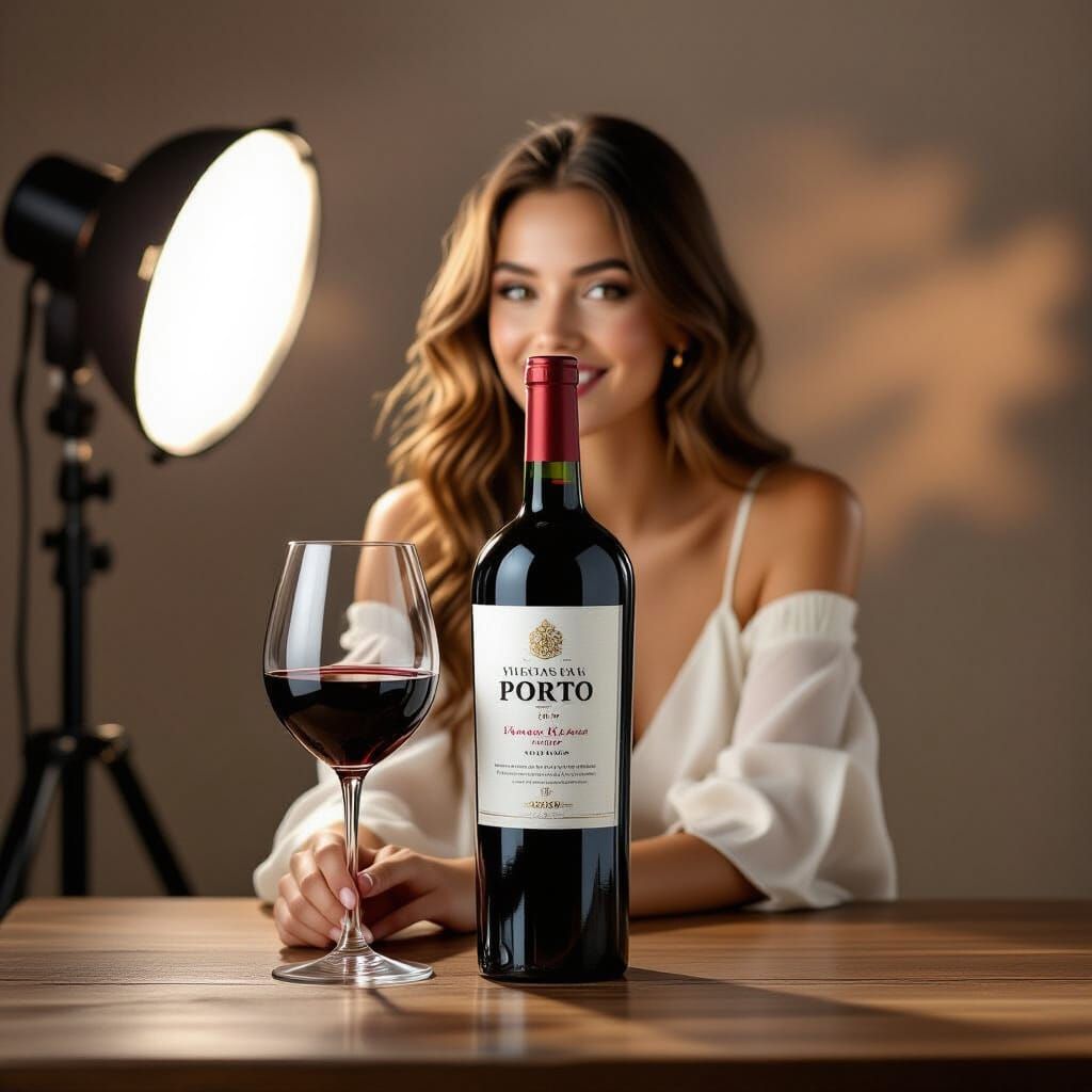 Port Wine Bottle Photographed in Dramatic Studio Light