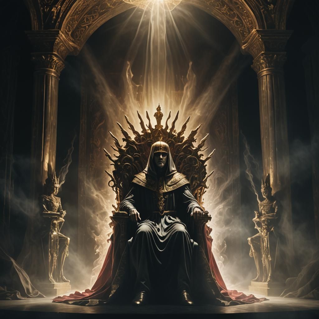 Mystical Figure Between Light and Darkness in Surreal Style