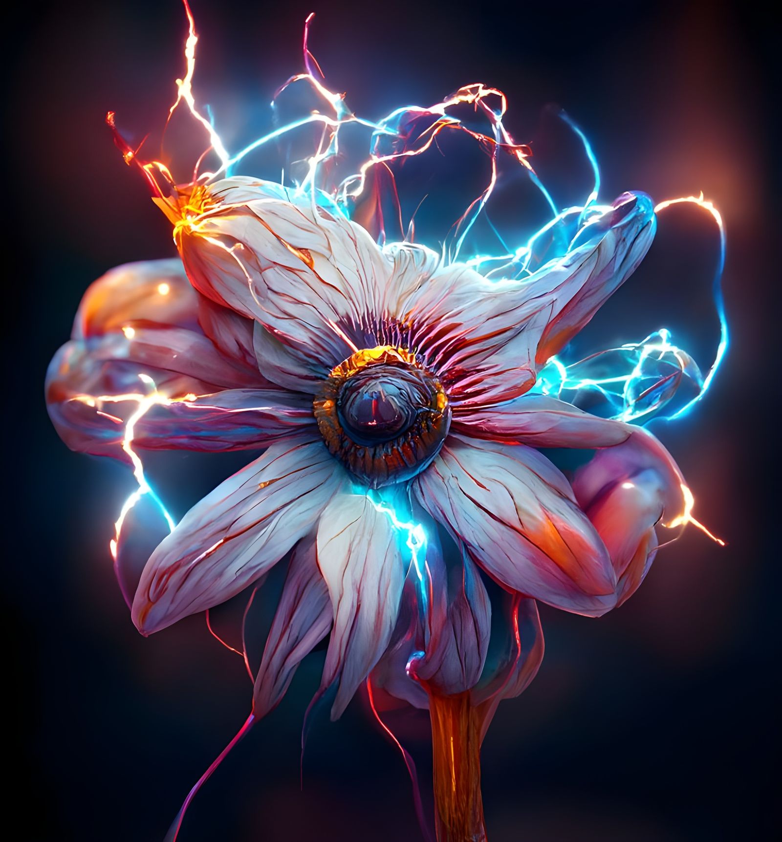 Electric Energy Flower: Digital Art Masterpiece
