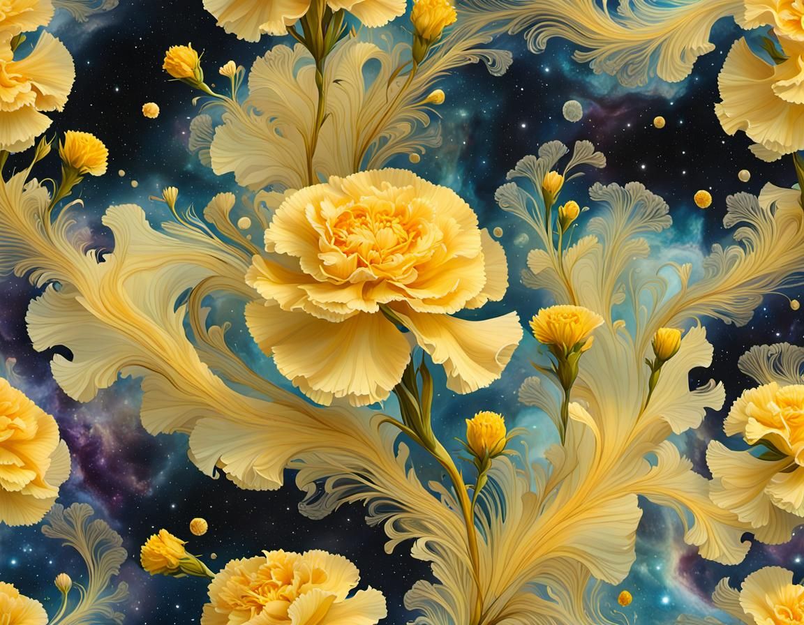 Cosmic Carnations in Space: Hyperdetailed Surrealism