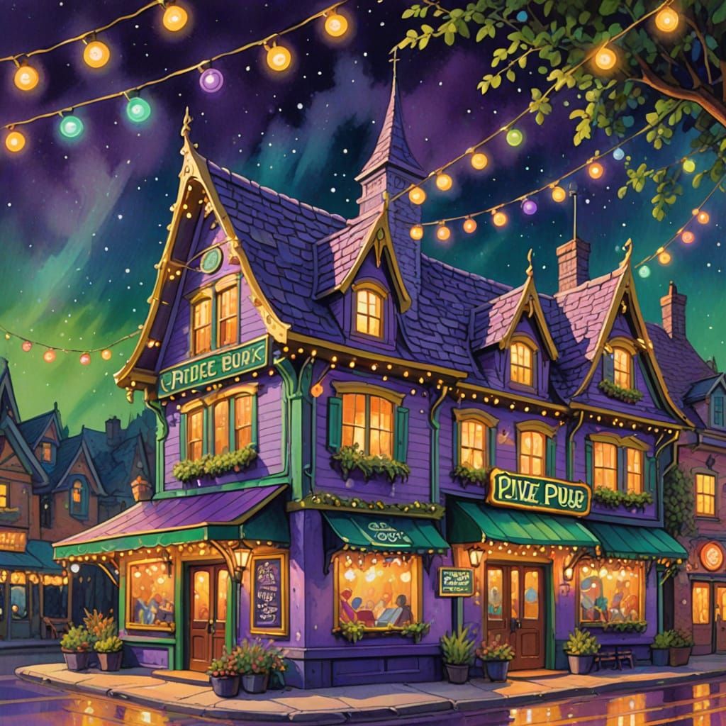 The Pixie Pub: A 1950s Fantasy Gouache