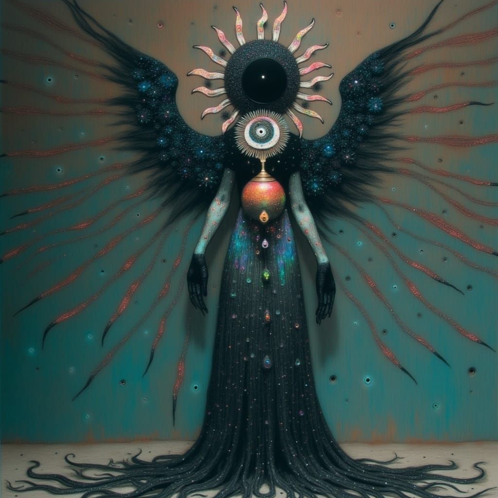 Abyssal Angel Choir in Oxidized Copper and Spiderweb