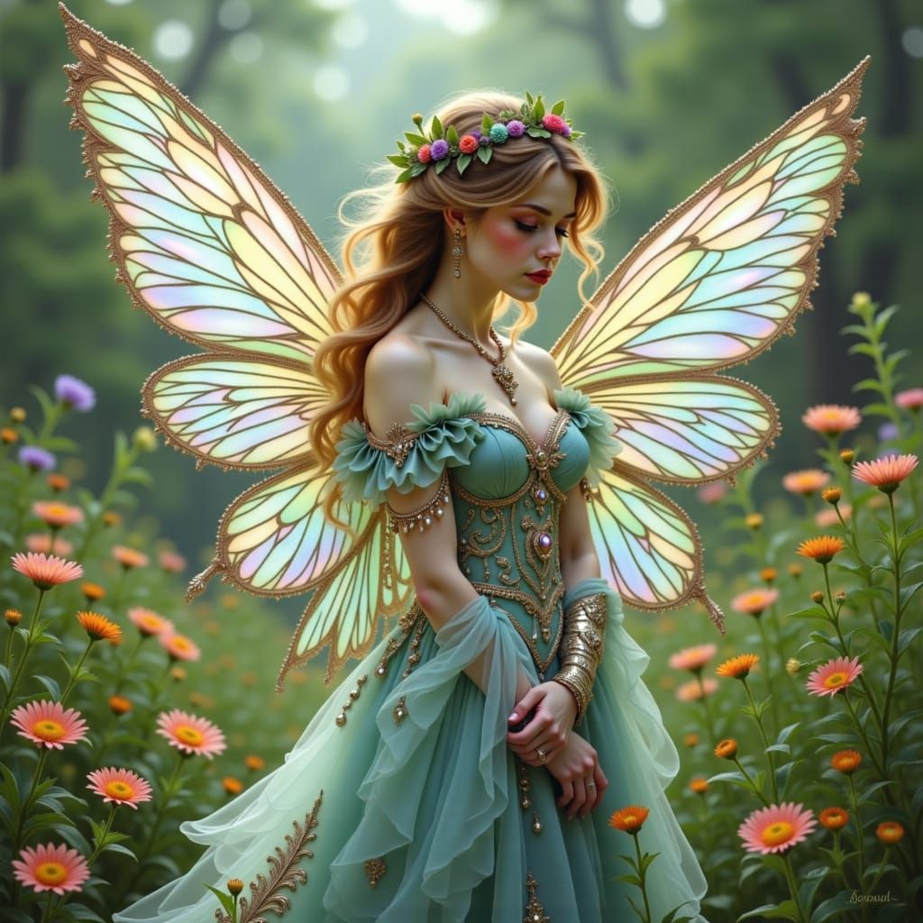 Diamond Fairy in a Lush Meadow