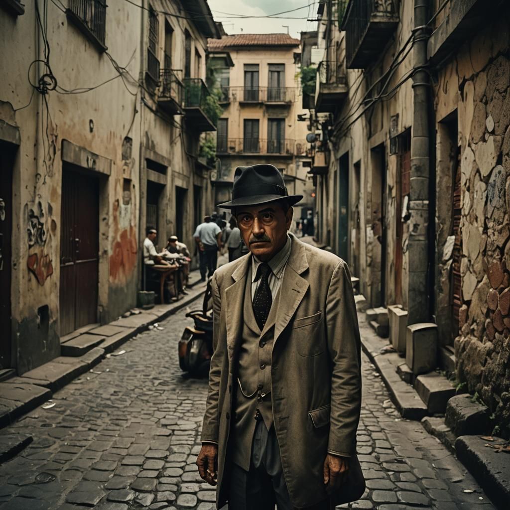 Pessoa escondida em beco escuro