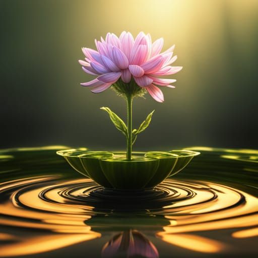 Glass Petal Mum Flower in Detailed Digital Painting