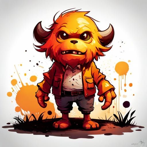 Adorable Chibi Rock Monster in Streetwear