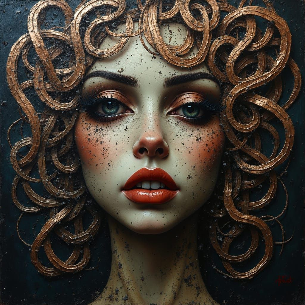 Mystical Female Form in Urnes-Style Knotwork and Curling Ten...