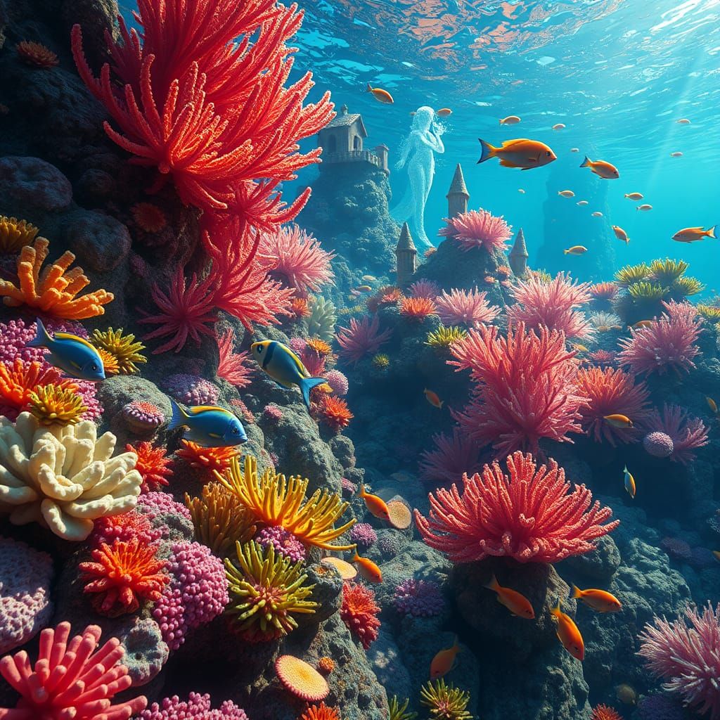 Vibrant Underwater Kingdom in Matte Painting Style