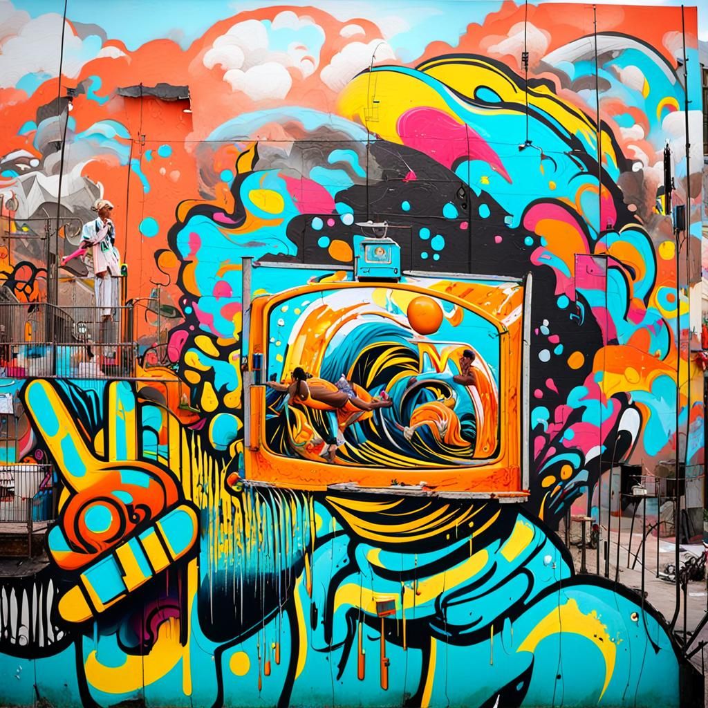 Vibrant Graffiti Art with Polychromatic Murals