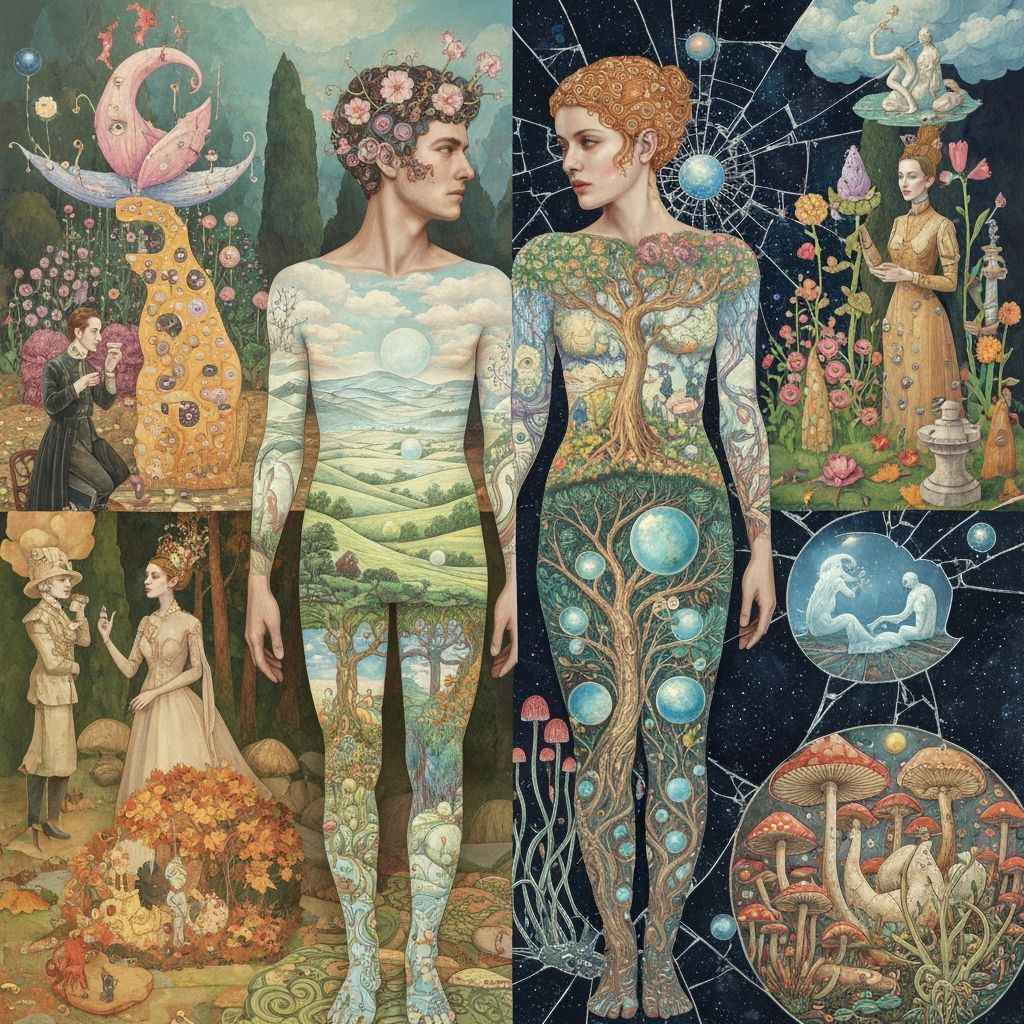 Surreal Garden Party in Dreamlike Fantasy Style