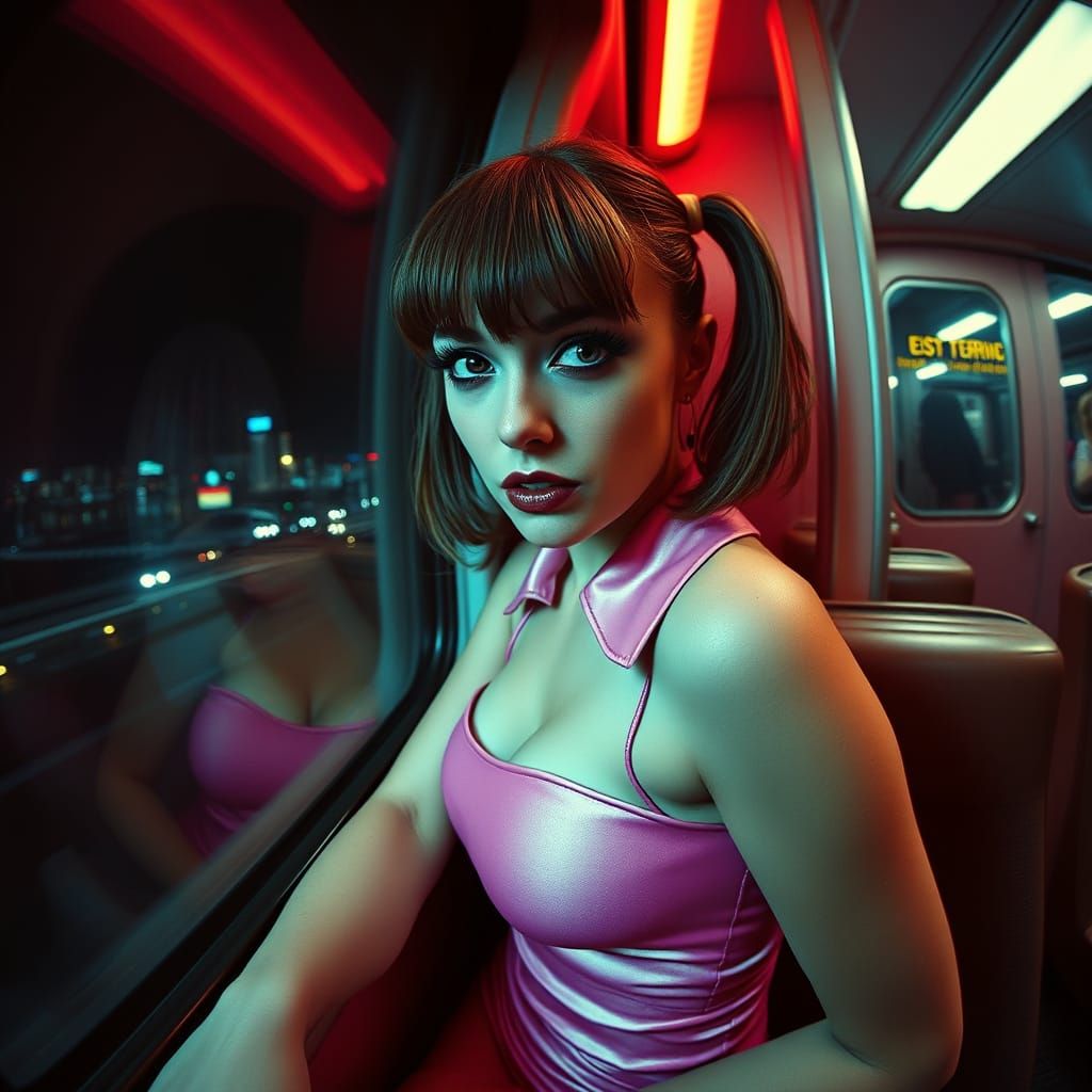 Emily Blunt on Train in Film Noir Style