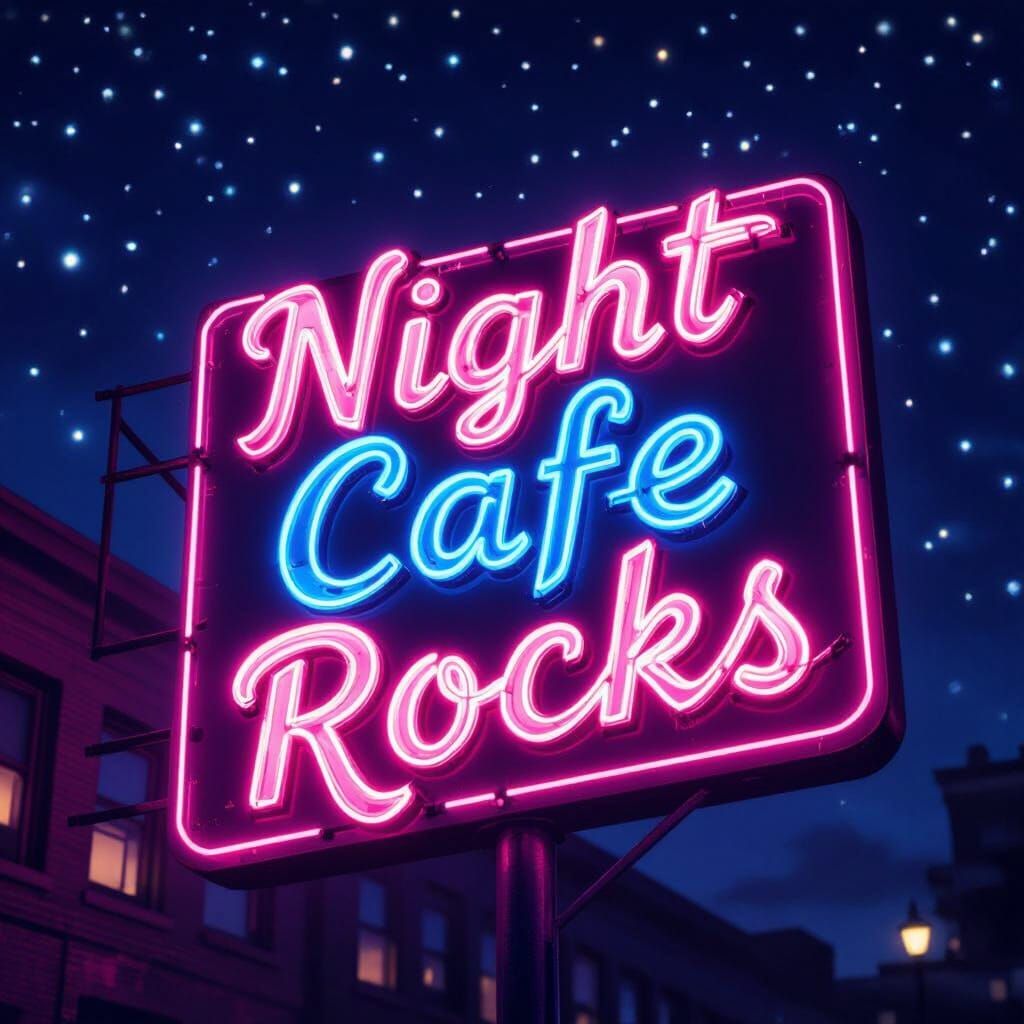 Retro Neon Sign: Night Cafe Rocks