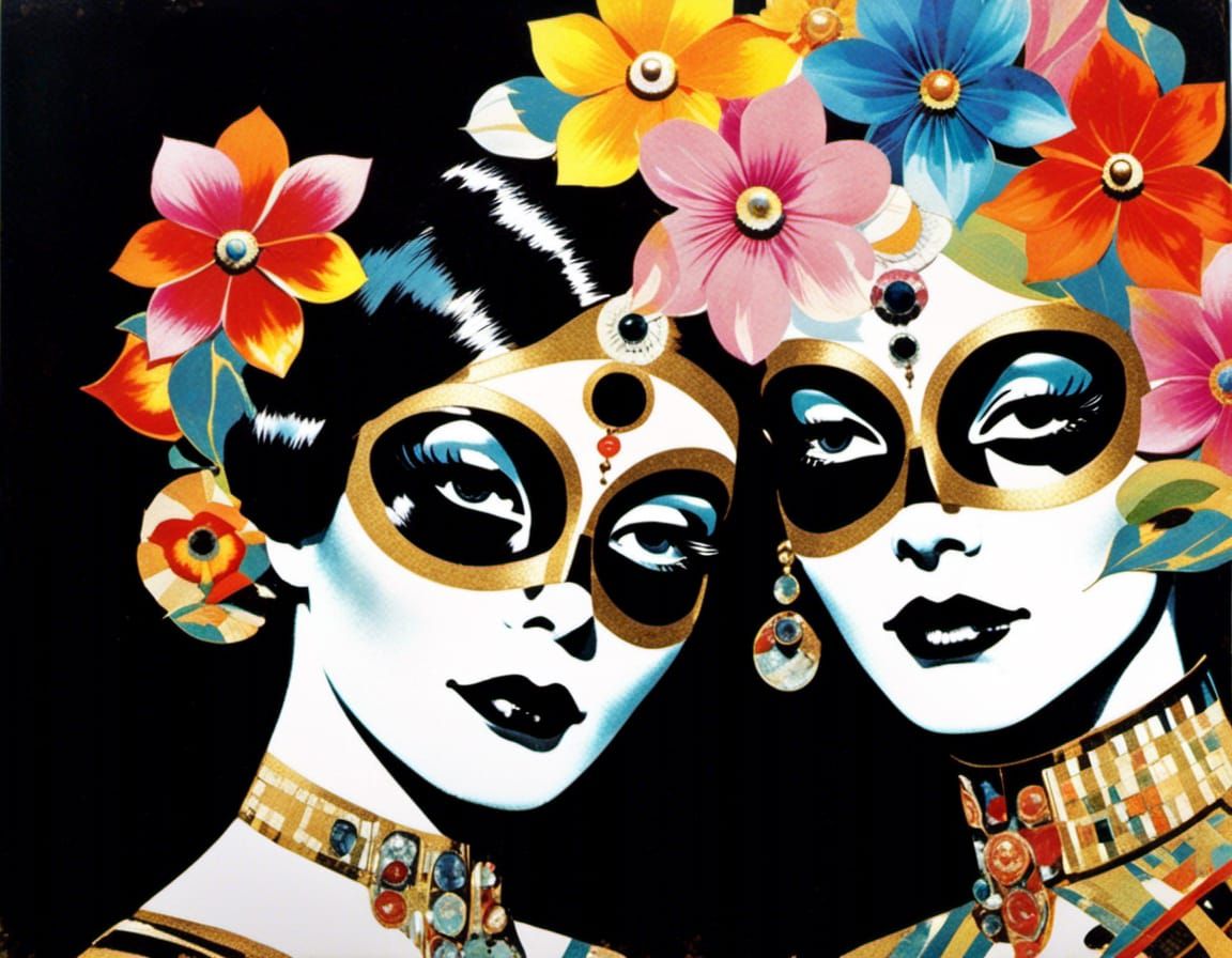 Day of the Dead Couple in Scrapbook Collage