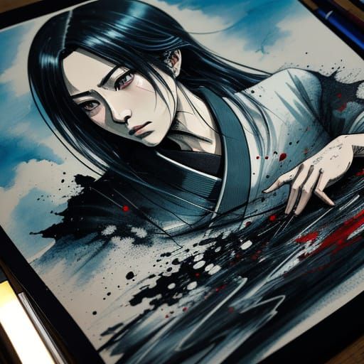 Hyperrealistic Manga Art of Mangaka at Work