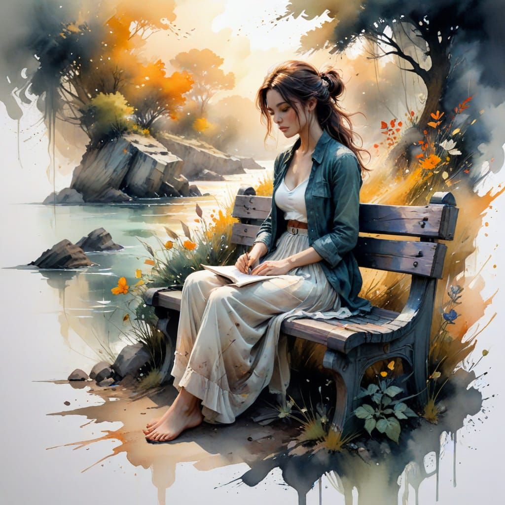 Pirate Landscape with Open Book in Impressionistic Style