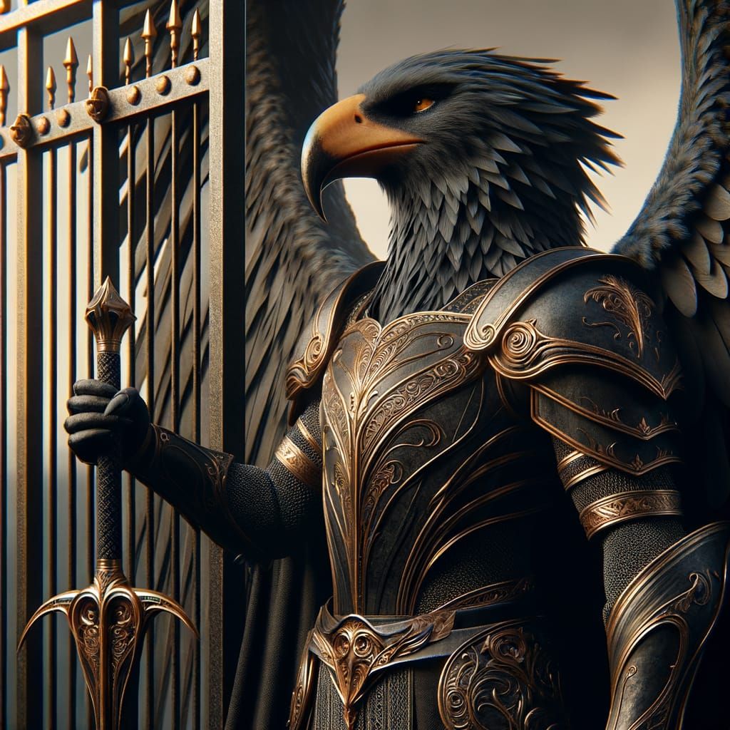 Aarakocra Guardian in Ornate Armor Stands Watch