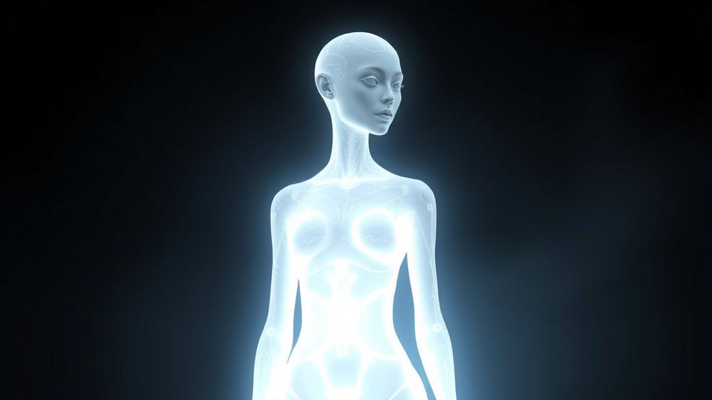 Ethereal Light Being in Futuristic Style