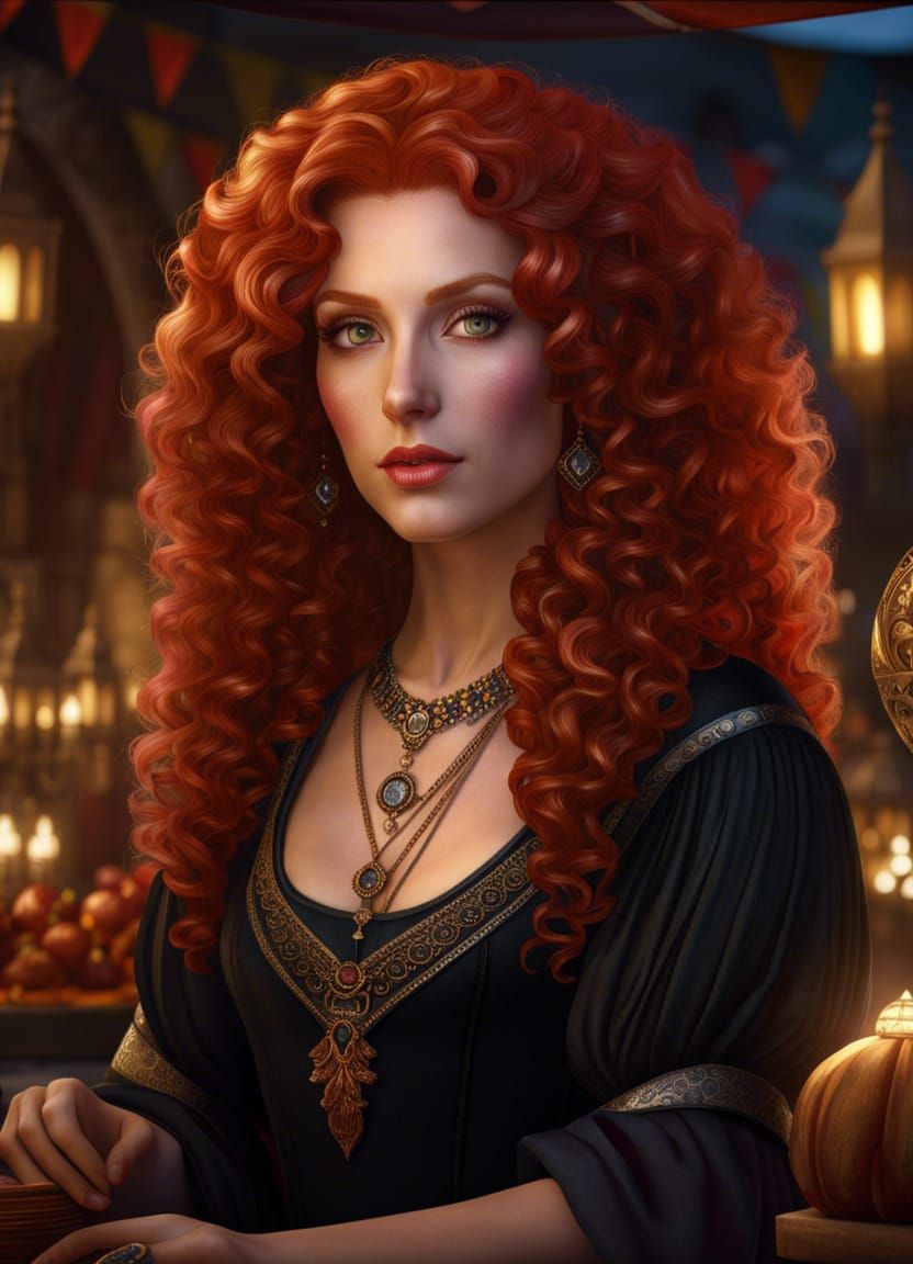 Medieval Fortune Teller Portrait in Rococo Style