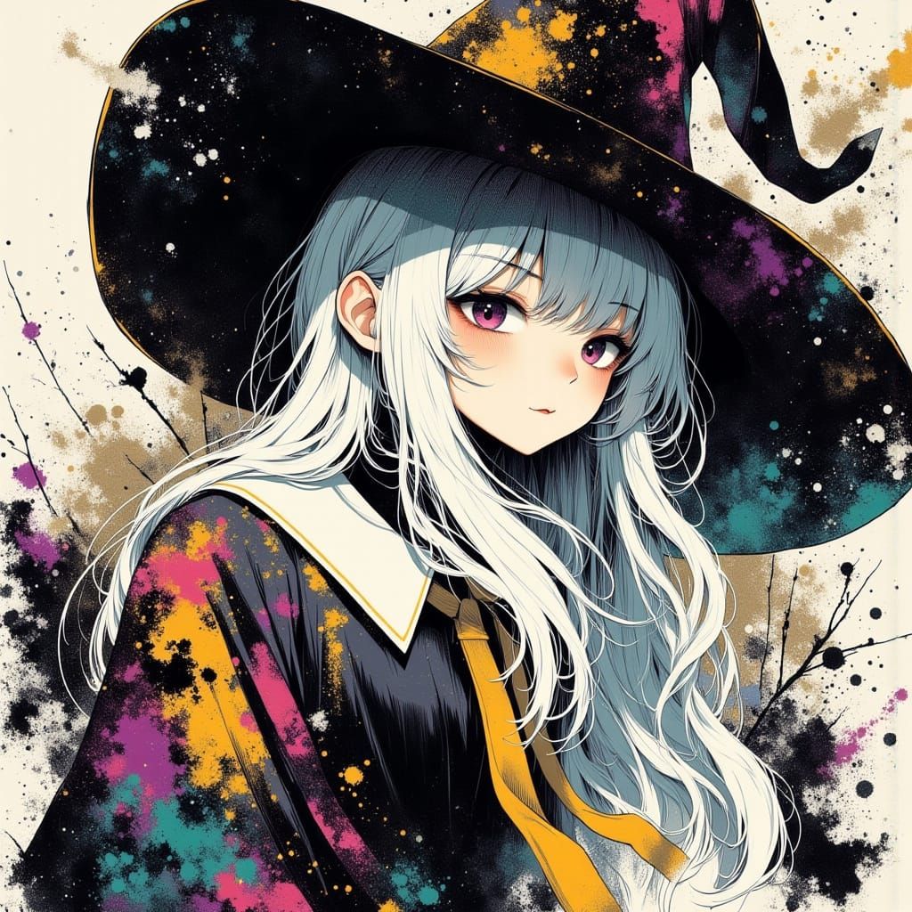 Petite Witch Napping in 80s Anime Style