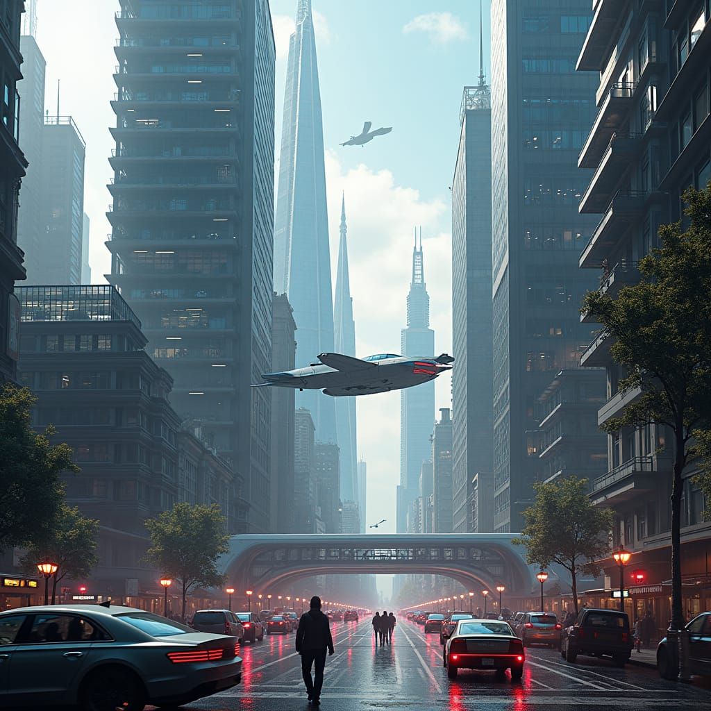 Futuristic London Cityscape in Cyberpunk Style