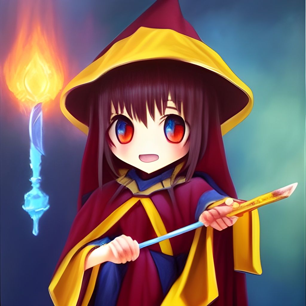 Kawaii Megumin Wizard in Oil Painting Style