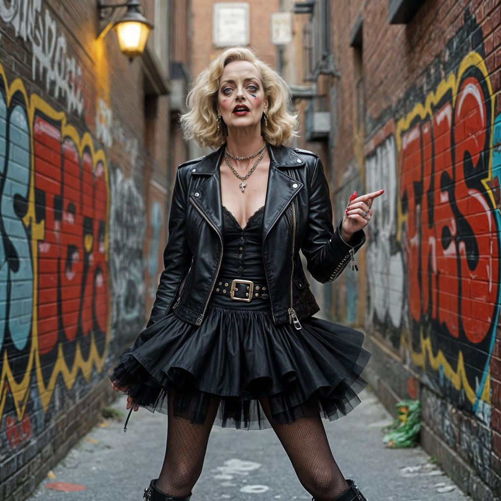 Punk Rock Singer in Grungy Alleyway Poster