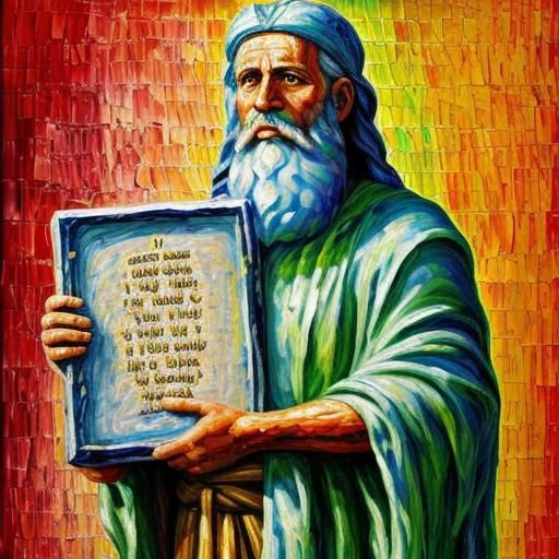Moses with Tablets: Expressionist Oil Painting