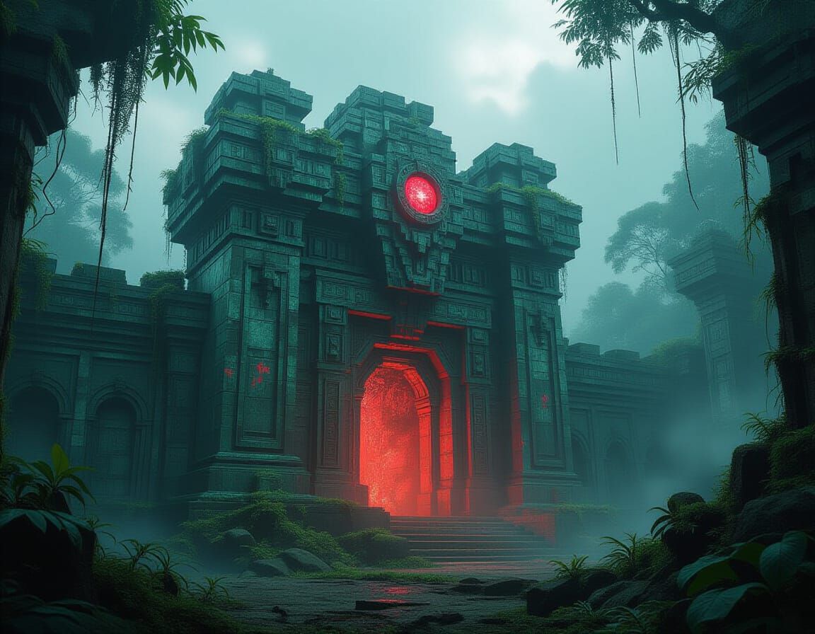 Emerald Ruby Castle in Misty Jungle Planet