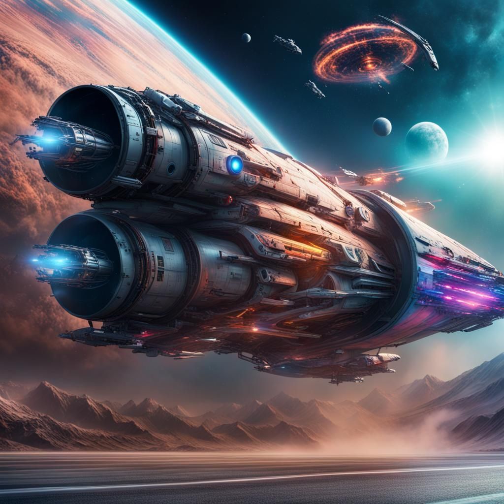 Hyperrealistic Space Drag Race in Digital Painting Style