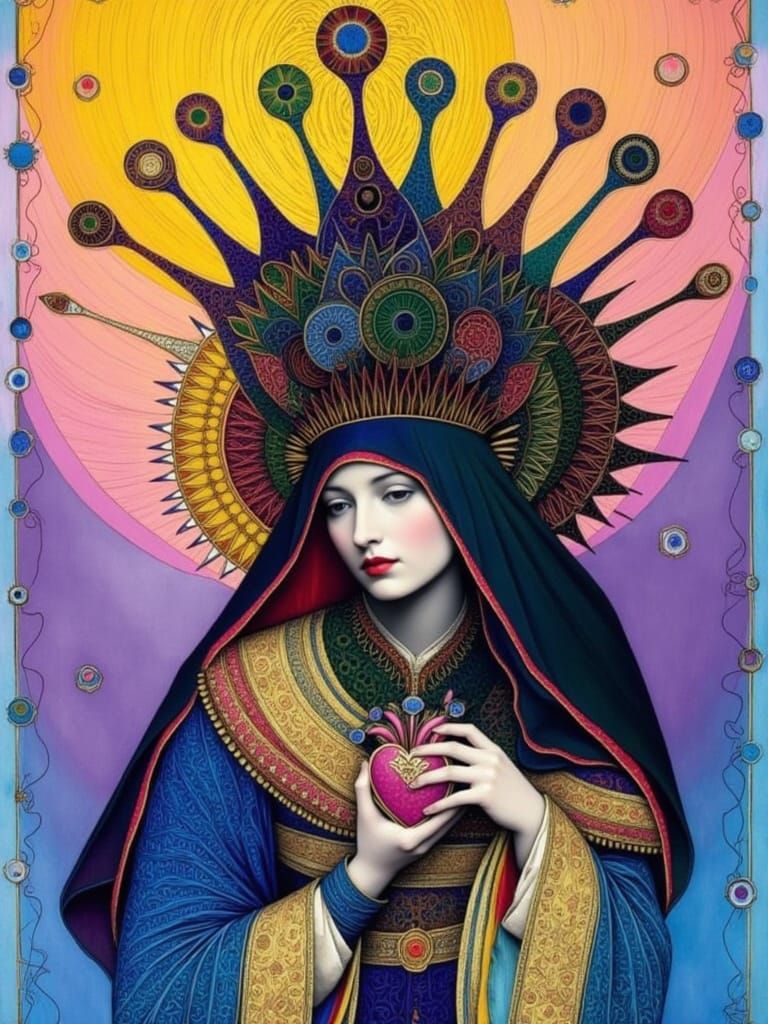 Sacred Heart of Mary with Evil Eye Crown