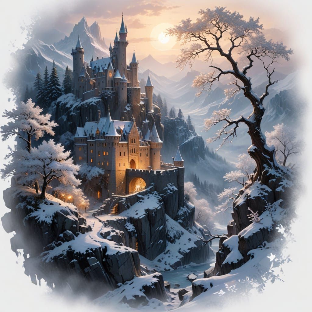 Ethereal Castle Basks in Frosty Starlight