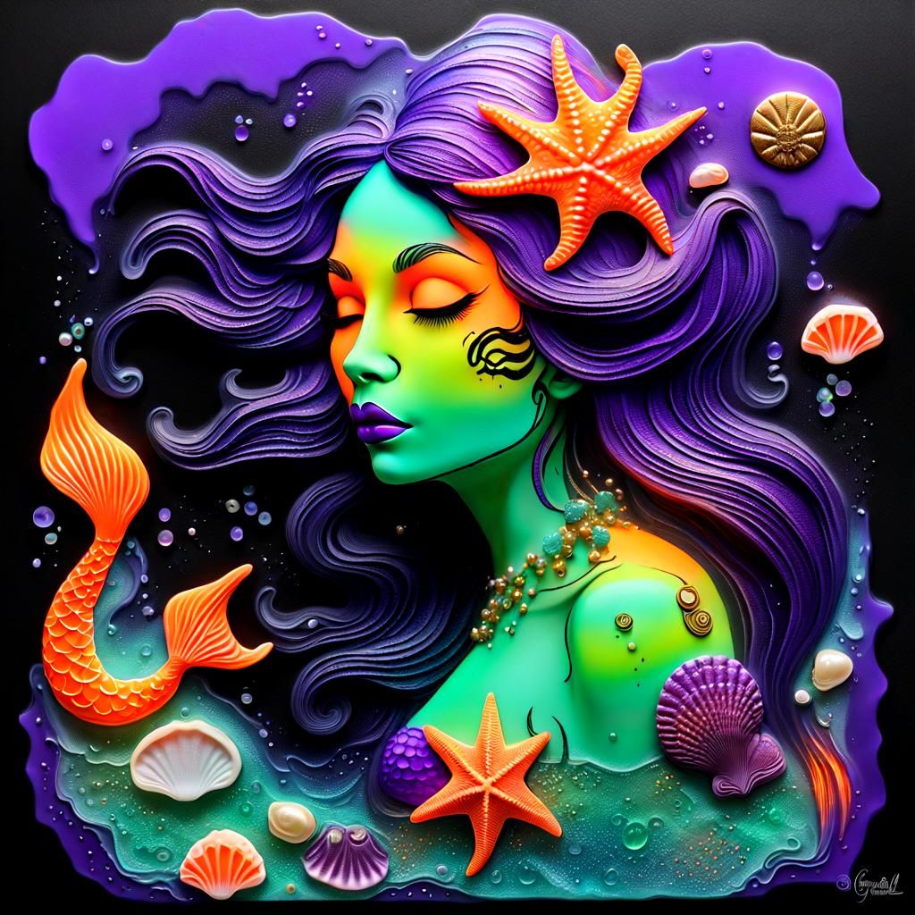 Stained Glass and Amethyst Sativa Indica Mermaid