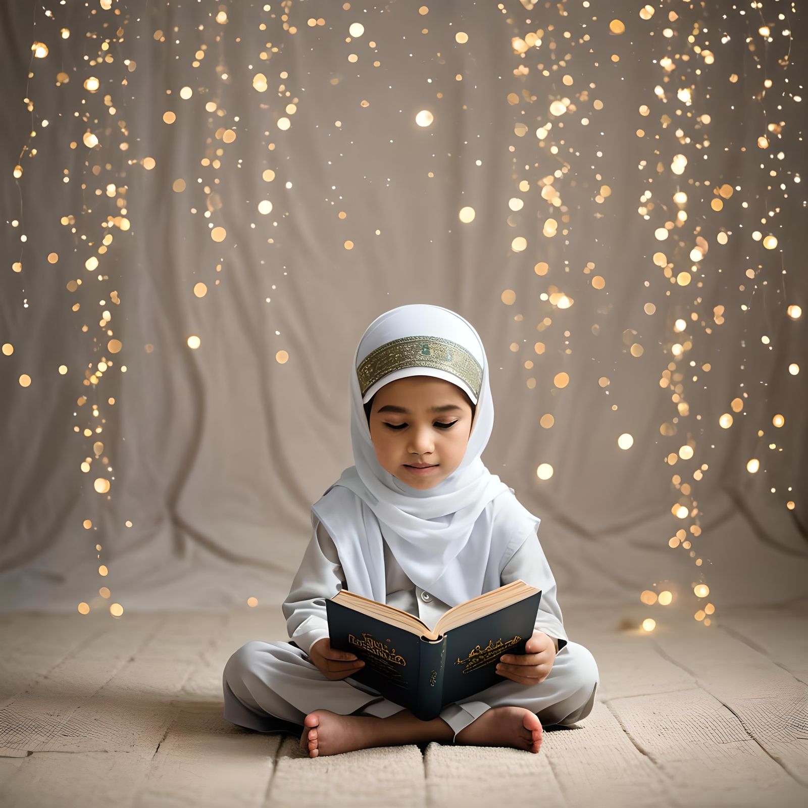 Charming Muslim Children's Book Cover with Bokeh