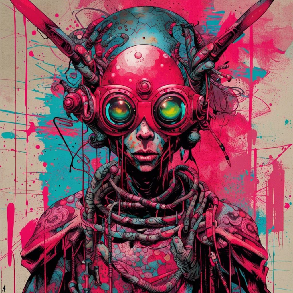 Alien Samurai in Pop Art Style