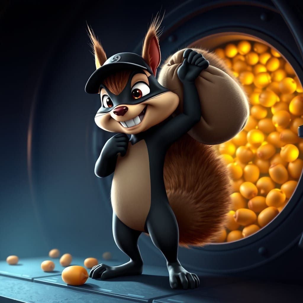 Squirrel Burglar Heist in Acorn Vault, 3D Animation