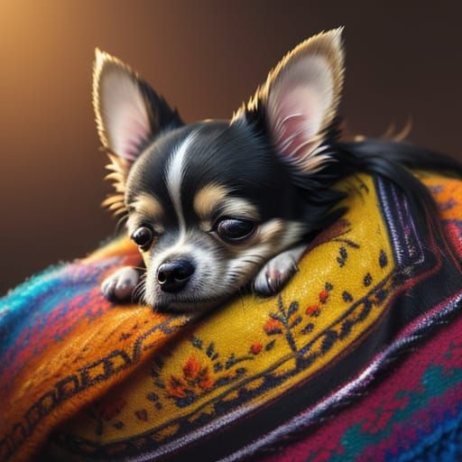 Hyperrealistic Portrait of a Sleeping Chihuahua
