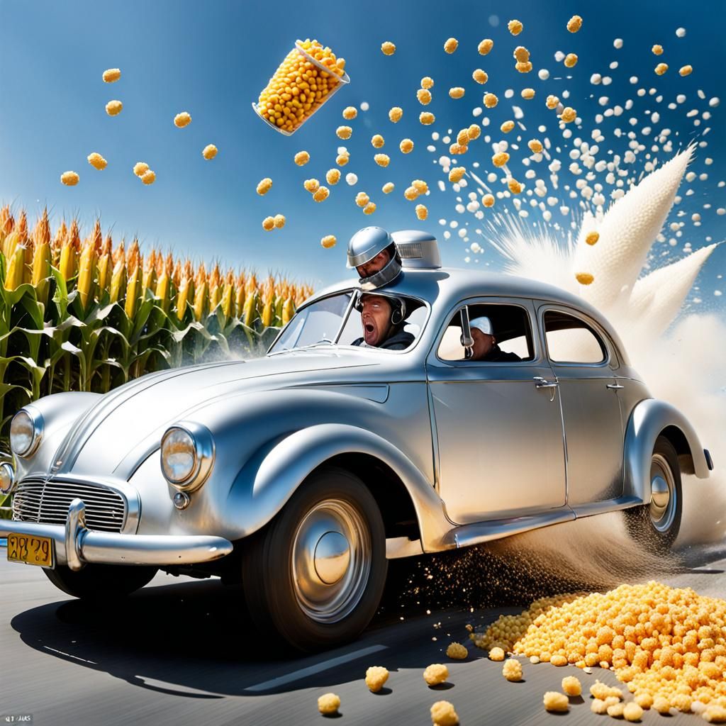 Man in WWII Helmet Hit by Car with Corn Pops