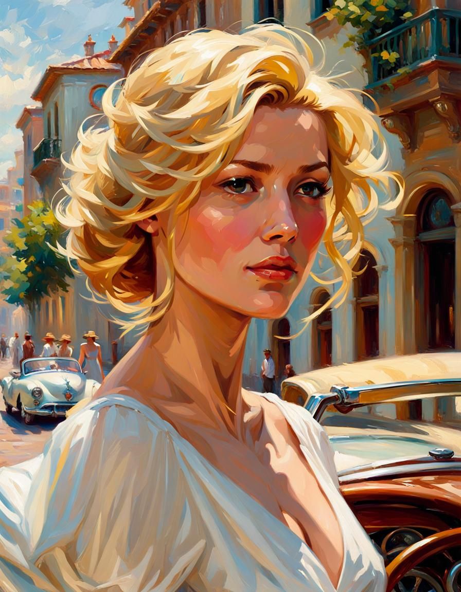 Radiant Blonde in Spain: A Dreamy Fantasy Portrait