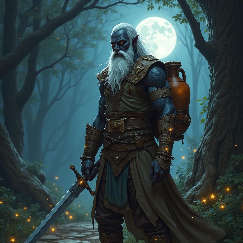 Drow Monk in Mystical Forest with Magical Bracers