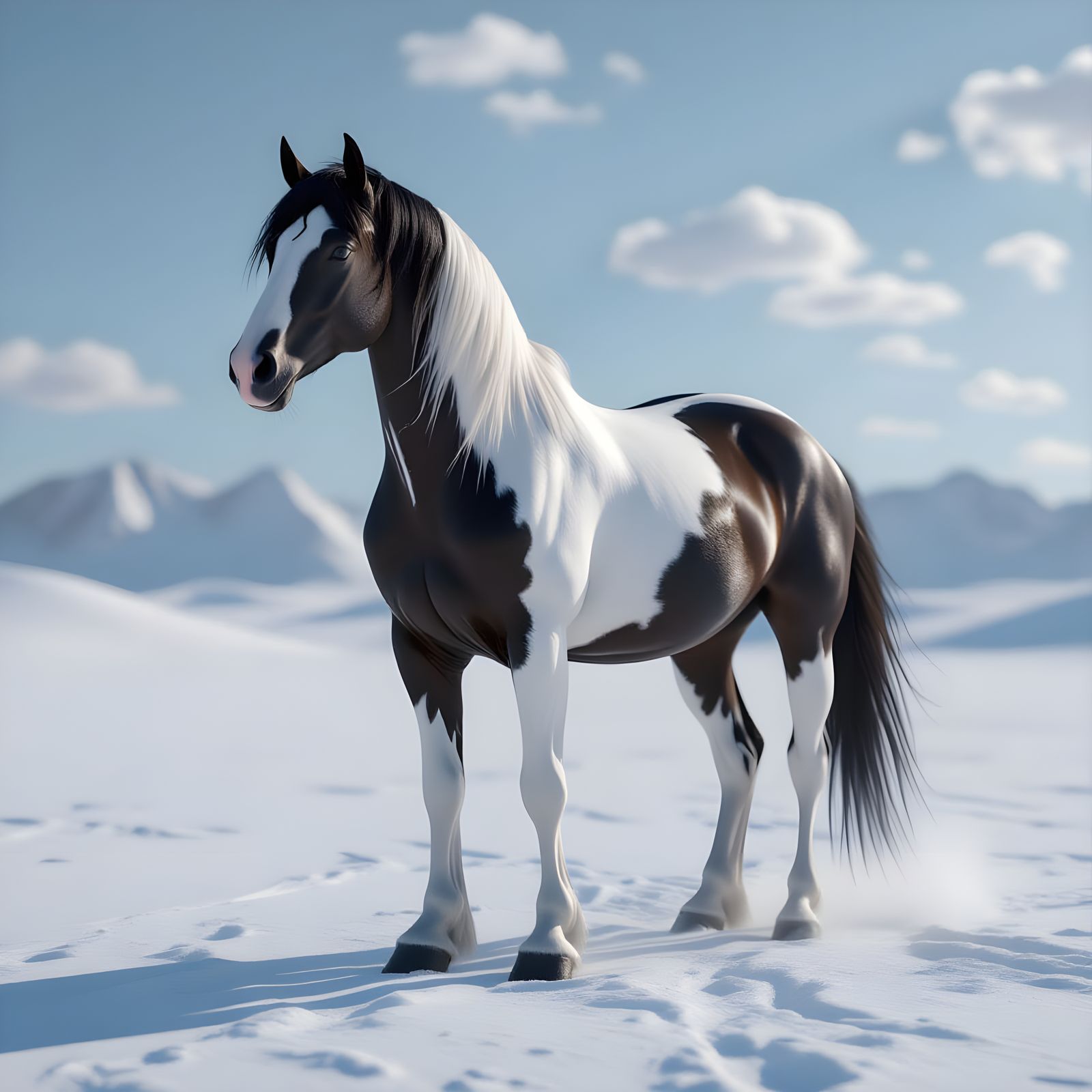 Majestic Bicolor Horse in Minimalist Desert Portrait