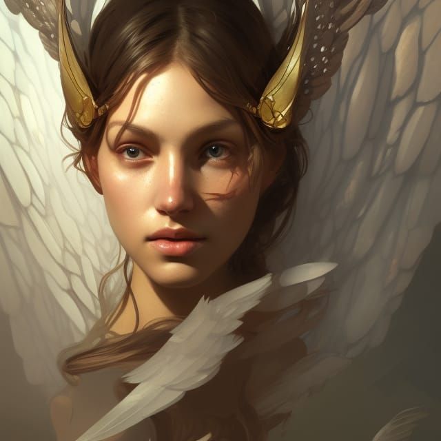 Angelic Portrait in Art Nouveau Style