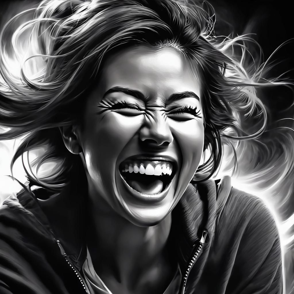 Soulful Laughter in Action Painting Style
