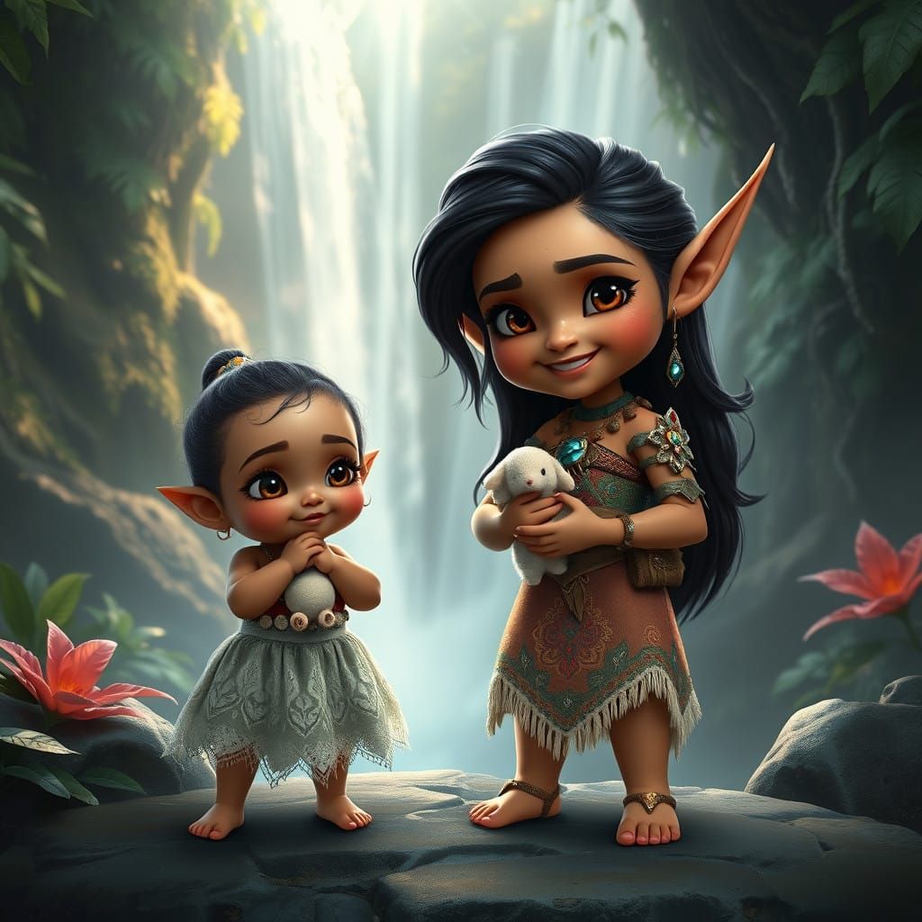 Baby Moana and Elf in Tropical Paradise