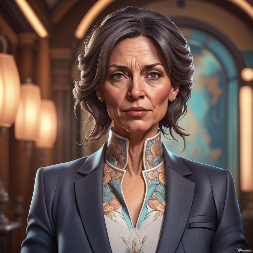 Hispanic Woman Portrait in Art Nouveau Style