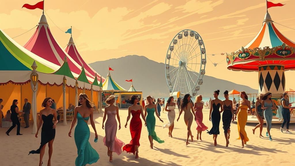 Glamorous Beach Carnival in Art Deco Style