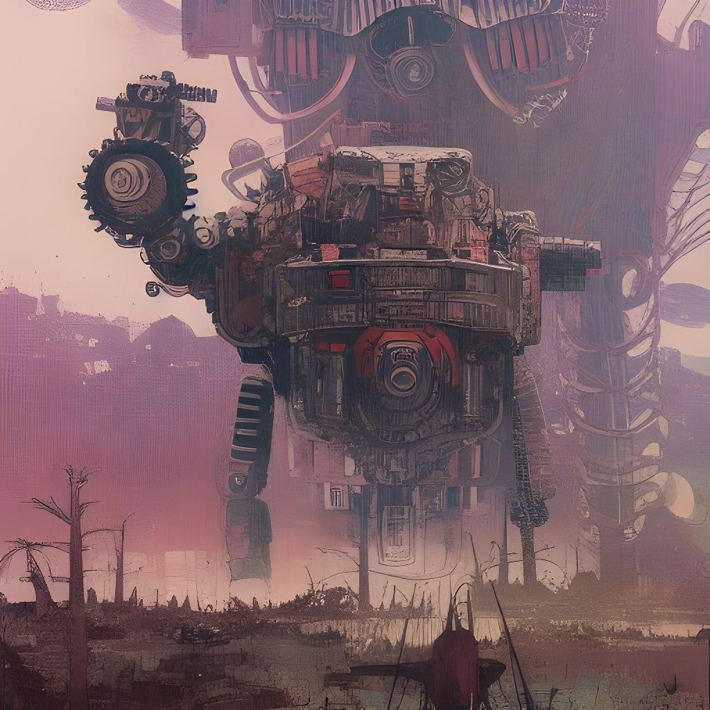 Ancient Battle Robot in Detailed Matte Painting Style