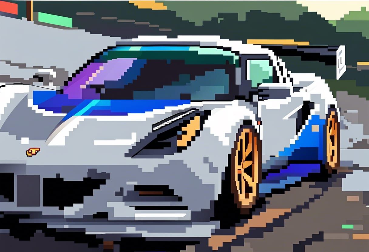 Lotus Elise Race Car in Starry Night Pixel Art