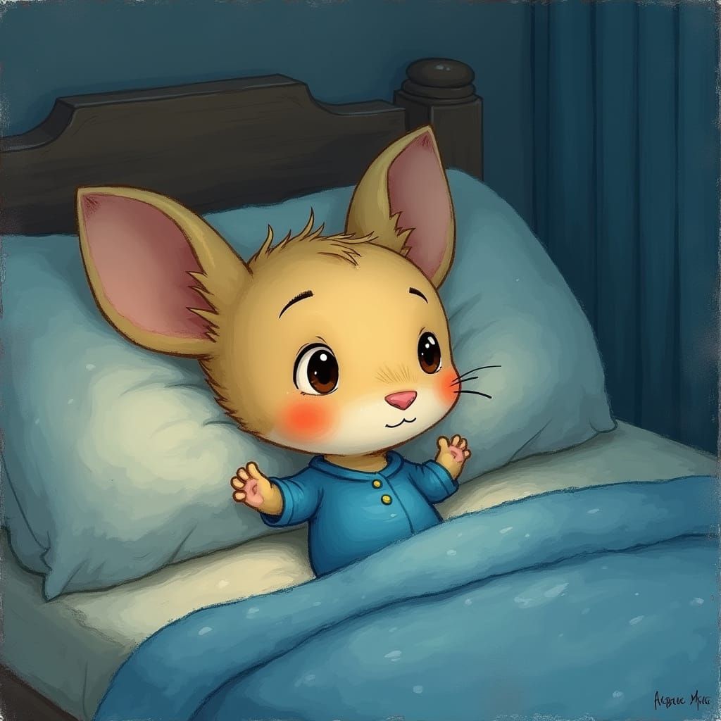 Boy Listens to Mother, Illustrated Children's Book Style