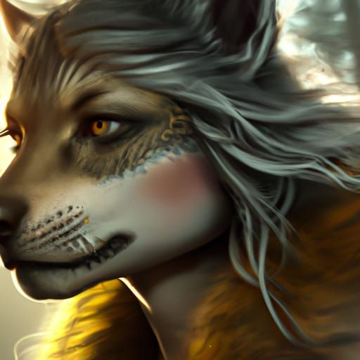 Hyperdetailed Wolf Portrait in Volumetric Lighting