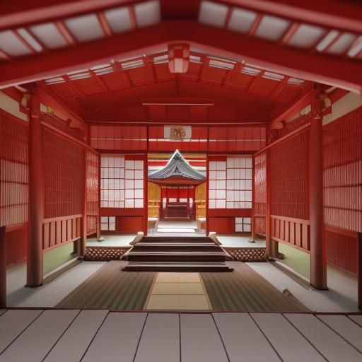 Origami Japanese Temple in Papercraft Style